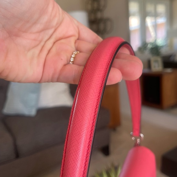 PRADA Saffiano Lux Sound Shoulder Bag Pink Clutch Silver - Picture 16 of 16